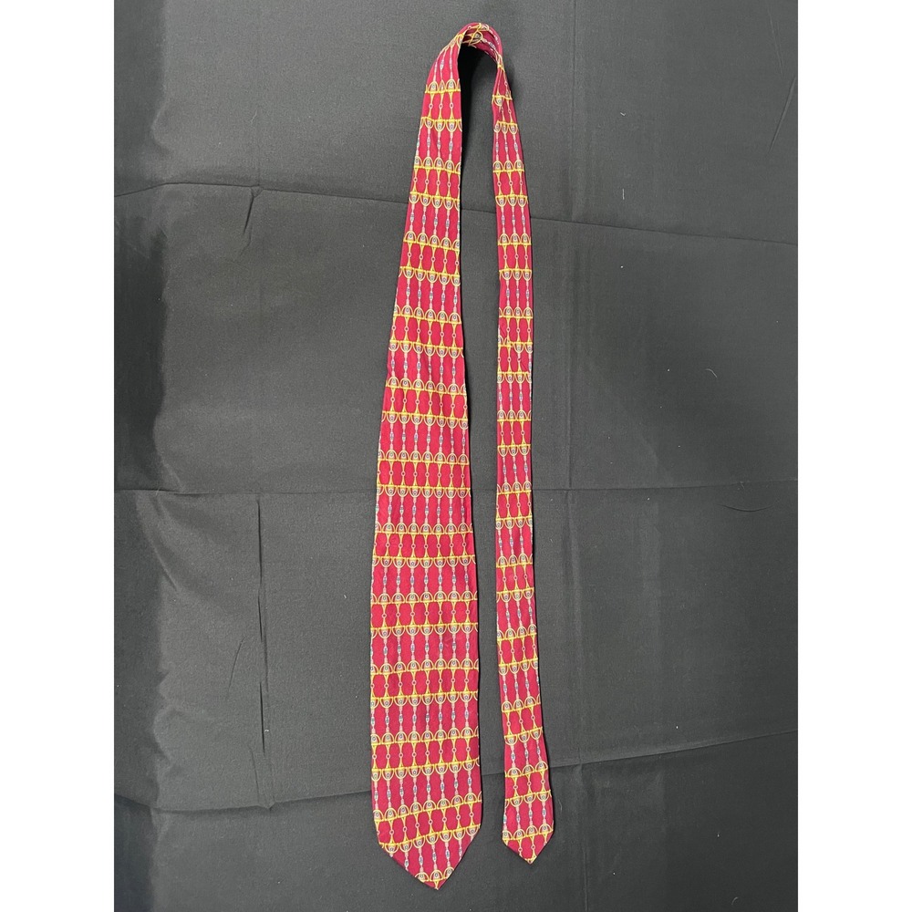 Vintage Paolo GUCCI Necktie‎ 100% Silk Made In Italy Burgundy Gold Designer Tie